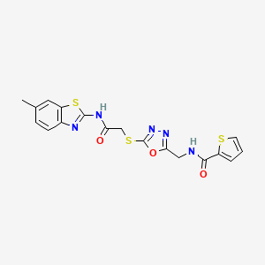 N-((5-((2-((6-methylbenzo[d]thiazol-2-yl)amino)-2-oxoethyl)thio)-1,3,4-oxadiazol-2-yl)methyl)thiophene-2-carboxamide