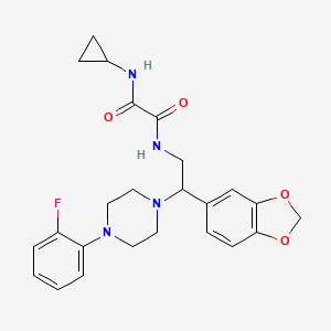 molecular formula C24H27FN4O4 B2718639 N1-(2-(benzo[d][1,3]dioxol-5-yl)-2-(4-(2-fluorophenyl)piperazin-1-yl)ethyl)-N2-cyclopropyloxalamide CAS No. 896257-82-2