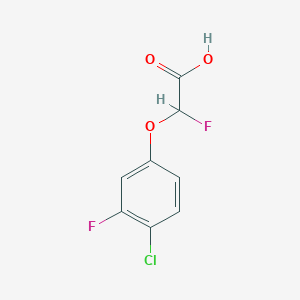 molecular formula C8H5ClF2O3 B2718646 2-(4-Chloro-3-fluorophenoxy)-2-fluoroacetic acid CAS No. 1554828-16-8