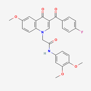 molecular formula C27H23FN2O6 B2718647 N-(3,4-dimethoxyphenyl)-2-[3-(4-fluorobenzoyl)-6-methoxy-4-oxoquinolin-1-yl]acetamide CAS No. 866864-63-3