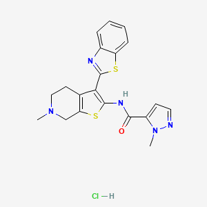 molecular formula C20H20ClN5OS2 B2718660 N-(3-(benzo[d]thiazol-2-yl)-6-methyl-4,5,6,7-tetrahydrothieno[2,3-c]pyridin-2-yl)-1-methyl-1H-pyrazole-5-carboxamide hydrochloride CAS No. 1189903-06-7