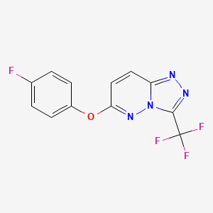 molecular formula C12H6F4N4O B2718667 6-(4-Fluorophenoxy)-3-(trifluoromethyl)-[1,2,4]triazolo[4,3-b]pyridazine CAS No. 343372-96-3
