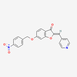molecular formula C21H14N2O5 B2718672 (Z)-6-((4-nitrobenzyl)oxy)-2-(pyridin-4-ylmethylene)benzofuran-3(2H)-one CAS No. 622802-38-4