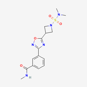 molecular formula C15H19N5O4S B2718677 3-(5-(1-(N,N-二甲基磺酰)氮杂环丁烷-3-基)-1,2,4-噁二唑-3-基)-N-甲基苯甲酰胺 CAS No. 1396682-89-5