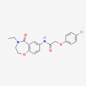 molecular formula C19H19ClN2O4 B2718679 2-(4-chlorophenoxy)-N-(4-ethyl-5-oxo-2,3,4,5-tetrahydrobenzo[f][1,4]oxazepin-7-yl)acetamide CAS No. 922128-26-5
