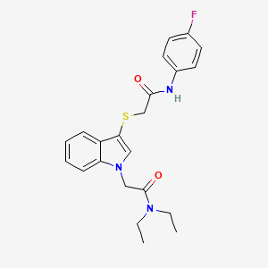 molecular formula C22H24FN3O2S B2718682 2-({1-[2-(diethylamino)-2-oxoethyl]-1H-indol-3-yl}thio)-N-(4-fluorophenyl)acetamide CAS No. 877657-96-0