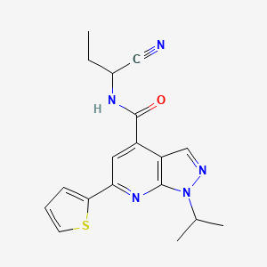 molecular formula C18H19N5OS B2718683 N-(1-氰基丙基)-1-丙基-6-硫杂苯-2-基吡唑并[3,4-b]吡啶-4-甲酰胺 CAS No. 1333648-08-0