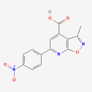 molecular formula C14H9N3O5 B2718686 3-Methyl-6-(4-nitrophenyl)isoxazolo[5,4-b]pyridine-4-carboxylic acid CAS No. 938018-07-6