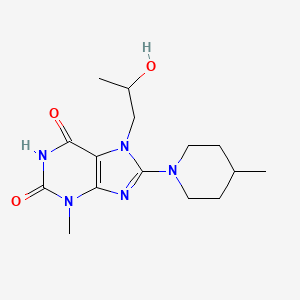 molecular formula C15H23N5O3 B2718696 7-(2-hydroxypropyl)-3-methyl-8-(4-methylpiperidin-1-yl)-1H-purine-2,6(3H,7H)-dione CAS No. 919017-32-6