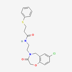 N-(2-(7-chloro-3-oxo-2,3-dihydrobenzo[f][1,4]oxazepin-4(5H)-yl)ethyl)-3-(phenylthio)propanamide