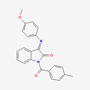 molecular formula C23H18N2O3 B2718704 3-((4-Methoxyphenyl)imino)-1-((4-methylphenyl)carbonyl)indolin-2-one CAS No. 1024720-13-5