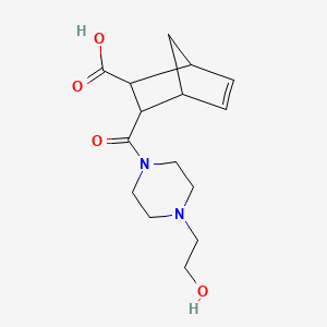 molecular formula C15H22N2O4 B2718706 3-[4-(2-Hydroxyethyl)piperazine-1-carbonyl]bicyclo[2.2.1]hept-5-ene-2-carboxylic acid CAS No. 349102-92-7
