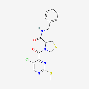 N-benzyl-3-[5-chloro-2-(methylsulfanyl)pyrimidine-4-carbonyl]-1,3-thiazolidine-4-carboxamide