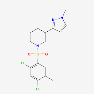 molecular formula C16H19Cl2N3O2S B2718725 1-((2,4-二氯-5-甲基苯基)磺酰)-3-(1-甲基-1H-吡唑-3-基)哌啶 CAS No. 2201325-97-3