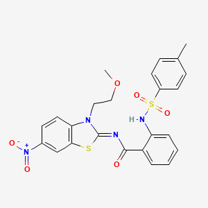 molecular formula C24H22N4O6S2 B2718727 N-[3-(2-methoxyethyl)-6-nitro-1,3-benzothiazol-2-ylidene]-2-[(4-methylphenyl)sulfonylamino]benzamide CAS No. 1006830-58-5