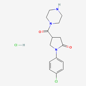 1-(4-Chlorophenyl)-4-(piperazine-1-carbonyl)pyrrolidin-2-one;hydrochloride