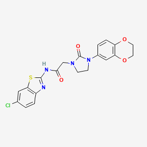 molecular formula C20H17ClN4O4S B2718744 N-(6-氯苯并[d]噻唑-2-基)-2-(3-(2,3-二氢苯并[b][1,4]二噁杂环-6-基)-2-氧代咪唑啉-1-基)乙酰胺 CAS No. 1286703-98-7