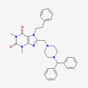 8-((4-benzhydrylpiperazin-1-yl)methyl)-1,3-dimethyl-7-phenethyl-1H-purine-2,6(3H,7H)-dione