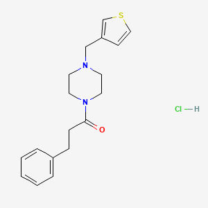 molecular formula C18H23ClN2OS B2718766 3-Phenyl-1-(4-(thiophen-3-ylmethyl)piperazin-1-yl)propan-1-one hydrochloride CAS No. 1351658-95-1