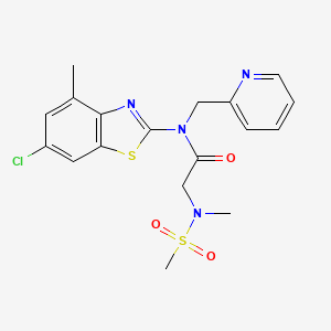molecular formula C18H19ClN4O3S2 B2718767 N-(6-氯-4-甲基苯并[d]噻唑-2-基)-2-(N-甲基甲基磺酰氨基)-N-(吡啶-2-基甲基)乙酰胺 CAS No. 1171634-40-4