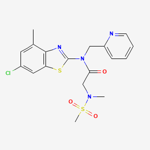 molecular formula C18H19ClN4O3S2 B2718767 N-(6-chloro-4-methyl-1,3-benzothiazol-2-yl)-2-(N-methylmethanesulfonamido)-N-[(pyridin-2-yl)methyl]acetamide CAS No. 1171634-40-4