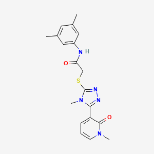 molecular formula C19H21N5O2S B2718769 N-(3,5-dimethylphenyl)-2-((4-methyl-5-(1-methyl-2-oxo-1,2-dihydropyridin-3-yl)-4H-1,2,4-triazol-3-yl)thio)acetamide CAS No. 1105207-39-3