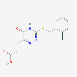 molecular formula C14H15N3O3S B2718774 3-(3-((2-Methylbenzyl)thio)-5-oxo-4,5-dihydro-1,2,4-triazin-6-yl)propanoic acid CAS No. 898607-93-7