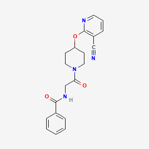 molecular formula C20H20N4O3 B2718775 N-(2-(4-((3-cyanopyridin-2-yl)oxy)piperidin-1-yl)-2-oxoethyl)benzamide CAS No. 1797270-06-4