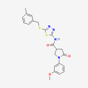 molecular formula C22H22N4O3S2 B2718798 1-(3-甲氧基苯基)-N-(5-((3-甲基苄基)硫代-1,3,4-噻二唑-2-基)-5-氧代吡咯烷-3-羧酰胺 CAS No. 872595-32-9