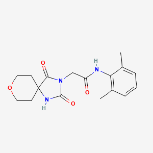 molecular formula C17H21N3O4 B2718812 N-(2,6-dimethylphenyl)-2-(2,4-dioxo-8-oxa-1,3-diazaspiro[4.5]dec-3-yl)acetamide CAS No. 1775411-77-2