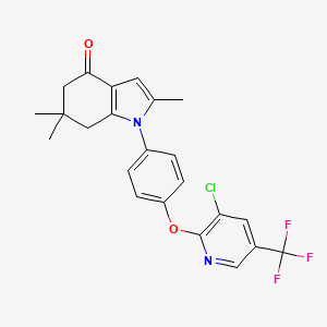 molecular formula C23H20ClF3N2O2 B2718820 1-[4-[3-Chloro-5-(trifluoromethyl)pyridin-2-yl]oxyphenyl]-2,6,6-trimethyl-5,7-dihydroindol-4-one CAS No. 1023498-80-7