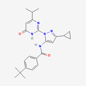 molecular formula C24H29N5O2 B2718824 4-(tert-butyl)-N-(3-cyclopropyl-1-(4-isopropyl-6-oxo-1,6-dihydropyrimidin-2-yl)-1H-pyrazol-5-yl)benzamide CAS No. 1207016-78-1