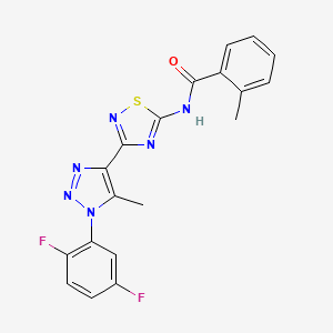 molecular formula C19H14F2N6OS B2718833 N-{3-[1-(2,5-二氟苯基)-5-甲基-1H-1,2,3-三唑-4-基]-1,2,4-噻二唑-5-基}-2-甲基苯甲酰胺 CAS No. 932350-29-3