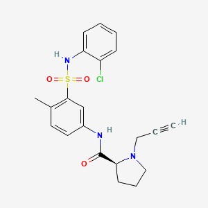 molecular formula C21H22ClN3O3S B2718835 (2S)-N-{3-[(2-chlorophenyl)sulfamoyl]-4-methylphenyl}-1-(prop-2-yn-1-yl)pyrrolidine-2-carboxamide CAS No. 1376272-58-0