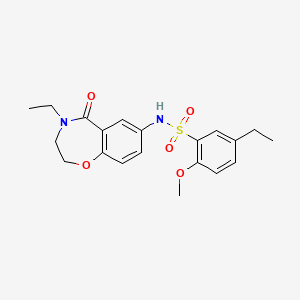 molecular formula C20H24N2O5S B2718848 5-ethyl-N-(4-ethyl-5-oxo-2,3,4,5-tetrahydrobenzo[f][1,4]oxazepin-7-yl)-2-methoxybenzenesulfonamide CAS No. 926032-22-6