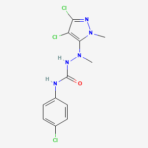 molecular formula C12H12Cl3N5O B2718850 N-(4-chlorophenyl)-2-(3,4-dichloro-1-methyl-1H-pyrazol-5-yl)-2-methyl-1-hydrazinecarboxamide CAS No. 318284-27-4