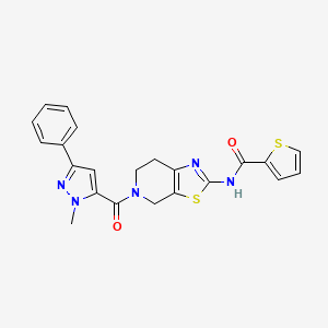 N-(5-(1-methyl-3-phenyl-1H-pyrazole-5-carbonyl)-4,5,6,7-tetrahydrothiazolo[5,4-c]pyridin-2-yl)thiophene-2-carboxamide