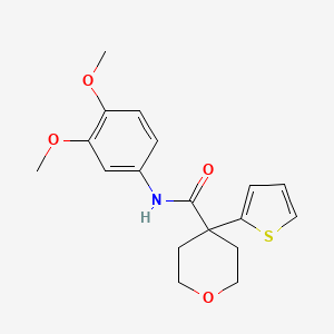 N-(3,4-dimethoxyphenyl)-4-thiophen-2-yloxane-4-carboxamide