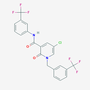 molecular formula C21H13ClF6N2O2 B2718858 5-chloro-2-oxo-1-[3-(trifluoromethyl)benzyl]-N-[3-(trifluoromethyl)phenyl]-1,2-dihydro-3-pyridinecarboxamide CAS No. 338977-57-4