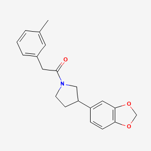 molecular formula C20H21NO3 B2718862 1-(3-(苯并[d][1,3]二噁烷-5-基)吡咯啉-1-基)-2-(间甲苯基)乙酮 CAS No. 1790153-25-1