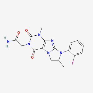 molecular formula C17H15FN6O3 B2718863 2-[6-(2-氟苯基)-4,7-二甲基-1,3-二氧代嘧啶并[7,8-a]咪唑-2-基]乙酰胺 CAS No. 878729-82-9