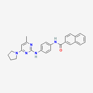 molecular formula C26H25N5O B2718866 N-{4-[(4-methyl-6-pyrrolidin-1-ylpyrimidin-2-yl)amino]phenyl}-2-naphthamide CAS No. 923122-75-2