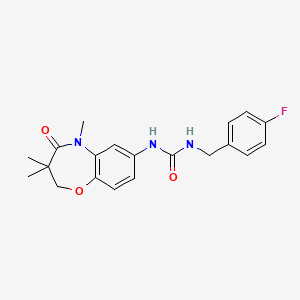 molecular formula C20H22FN3O3 B2718887 1-(4-Fluorobenzyl)-3-(3,3,5-trimethyl-4-oxo-2,3,4,5-tetrahydrobenzo[b][1,4]oxazepin-7-yl)urea CAS No. 1170797-09-7