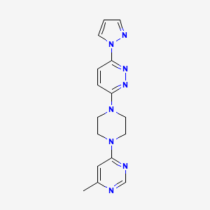 molecular formula C16H18N8 B2718894 3-[4-(6-methylpyrimidin-4-yl)piperazin-1-yl]-6-(1H-pyrazol-1-yl)pyridazine CAS No. 2415473-14-0