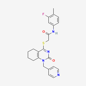 molecular formula C23H23FN4O2S B2718895 N-(3-氟-4-甲基苯基)-2-((2-氧代-1-(吡啶-4-基甲基)-1,2,5,6,7,8-六氢喹唑啉-4-基)硫)乙酰胺 CAS No. 899986-71-1
