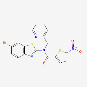 molecular formula C18H11BrN4O3S2 B2718898 N-(6-bromobenzo[d]thiazol-2-yl)-5-nitro-N-(pyridin-2-ylmethyl)thiophene-2-carboxamide CAS No. 941878-50-8