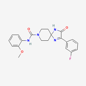 molecular formula C21H21FN4O3 B2718901 2-(3-fluorophenyl)-N-(2-methoxyphenyl)-3-oxo-1,4,8-triazaspiro[4.5]dec-1-ene-8-carboxamide CAS No. 1189954-46-8
