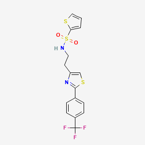 molecular formula C16H13F3N2O2S3 B2718904 N-(2-(2-(4-(trifluoromethyl)phenyl)thiazol-4-yl)ethyl)thiophene-2-sulfonamide CAS No. 896679-11-1