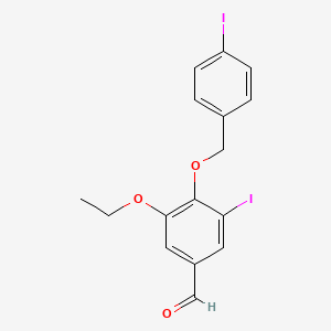 molecular formula C16H14I2O3 B2718907 3-Ethoxy-5-iodo-4-[(4-iodobenzyl)oxy]benzaldehyde CAS No. 662159-41-3