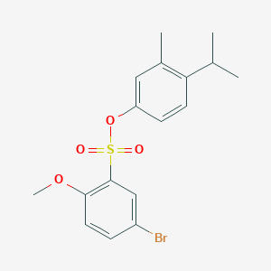 molecular formula C17H19BrO4S B2718909 3-Methyl-4-(methylethyl)phenyl 5-bromo-2-methoxybenzenesulfonate CAS No. 425667-00-1